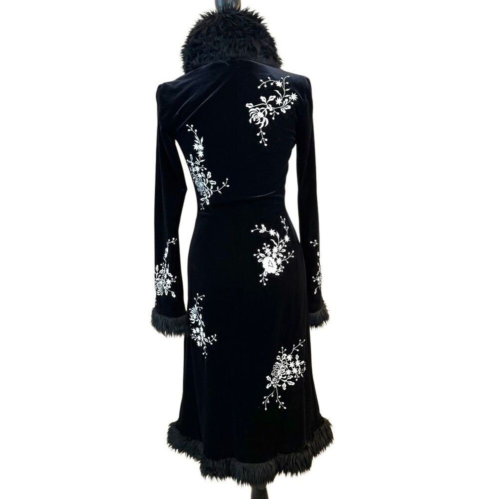 White House Black Market Black Coat with White Embroidery - Picture 2 of 10